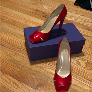 New Ruby Red Peep Toe Stuart Weitzman Pumps!